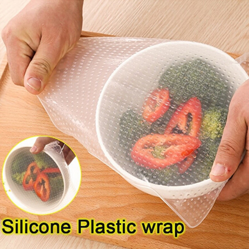 4pcs/set Reusable Silicone Food Wraps