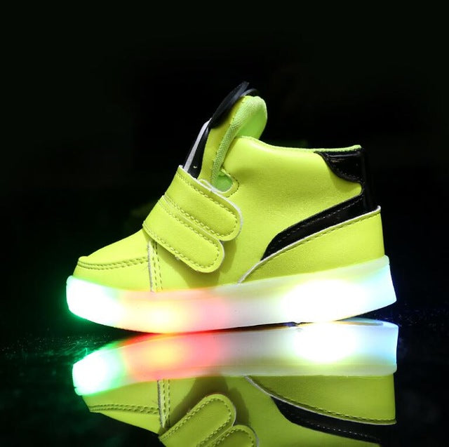 Kids Sport Leather Luminous Shoes